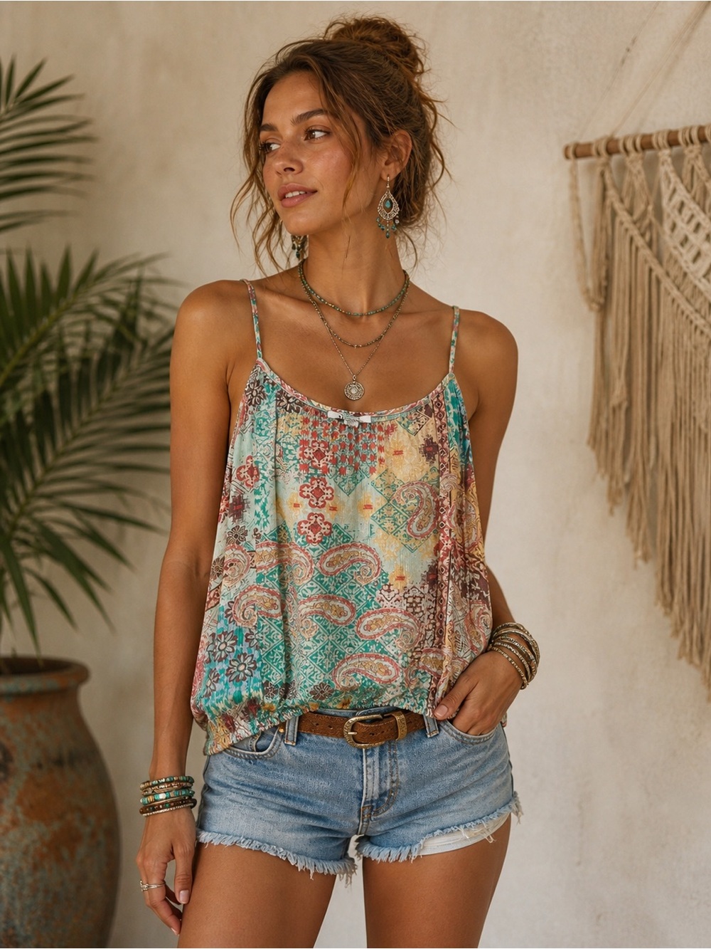 Venus x Lascana Boho Paisley Camisole Tank Top Multicolor Size S